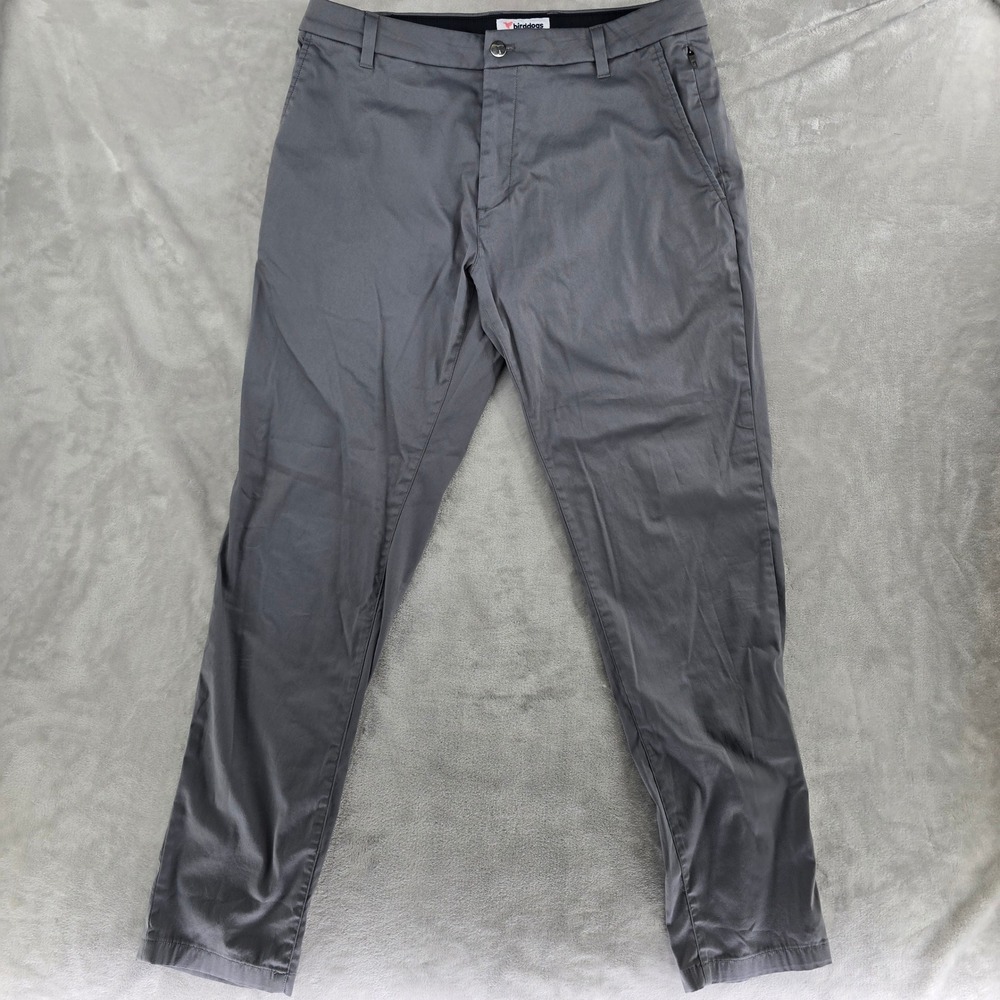 Birddogs Chino Pants Mens 34x32 Gray Performance Stretch Slim Straight‎ Trousers